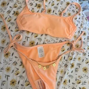 Wild Fable Apricot Bikini with Gold Floral Chain